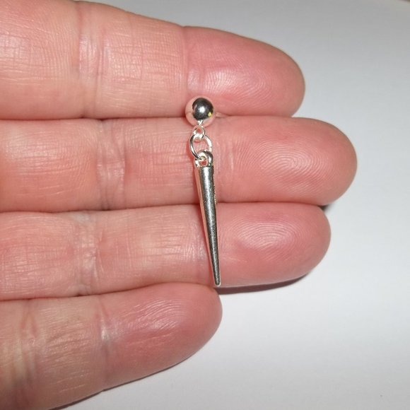 One Spike Earring Unisex Men's Jewelry Post Single Piercing Silver NWT Gift 5323 - Picture 4 of 8